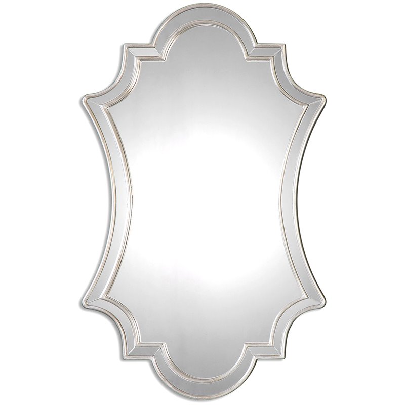 Bowery Hill Contemporary Antiqued Silver Wall Mirror