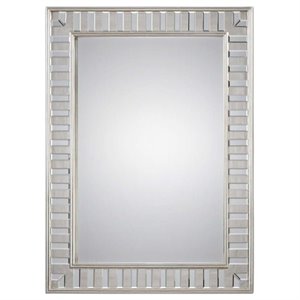 Bowery Hill Modern Silver Leaf Mirror in Solid Pine Wood Frame