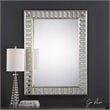 Bowery Hill Modern Silver Leaf Mirror in Solid Pine Wood Frame
