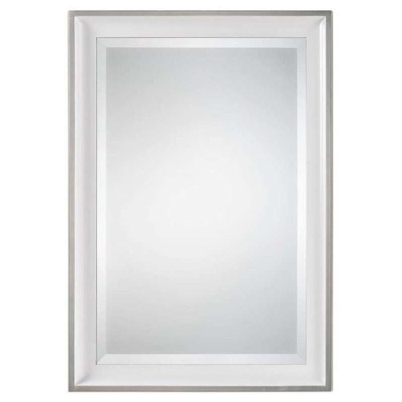 Bowery Hill Modern White and Silver Sloped Profile Mirror
