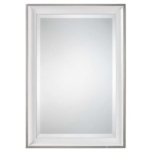 Bowery Hill Modern White and Silver Sloped Profile Mirror