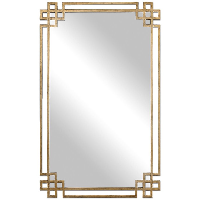 Bowery Hill Metal Framed Glass Mirror in Antique Gold Finish
