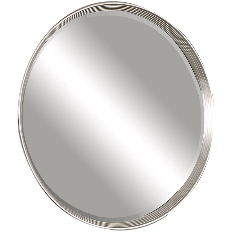 Bowery Hill Contemporary Round Silver Leaf Glass Mirror