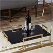Bowery Hill Black Glass Tray with Antiqued Gold Leaf Handles