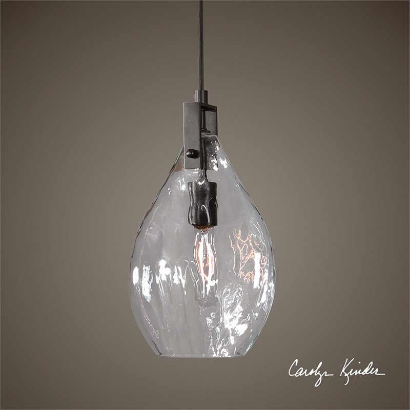 Bowery Hill Contemporary 1 Light Watered Glass Mini Pendant