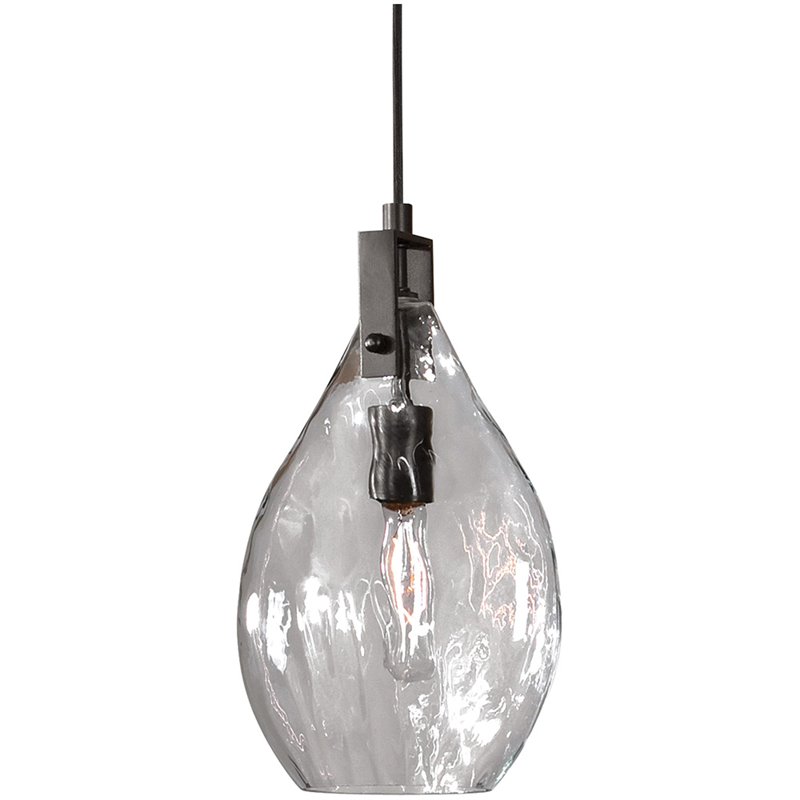 Bowery Hill Contemporary 1 Light Watered Glass Mini Pendant