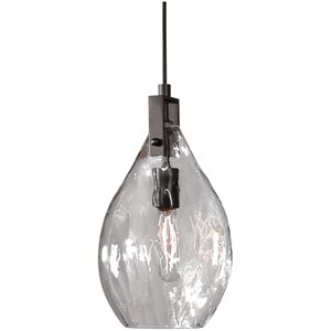 bowery hill contemporary 1 light watered glass mini pendant