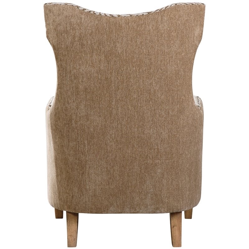 Bowery Hill Traditional Fabric/Wood Animal Pattern Armchair in Brown