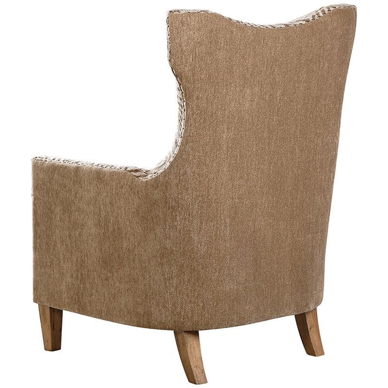 Bowery Hill Traditional Fabric/Wood Animal Pattern Armchair in Brown