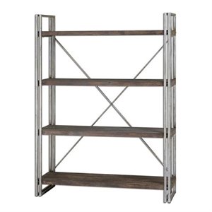 bowery hill modern metal etagere with antiqued silver metal frame