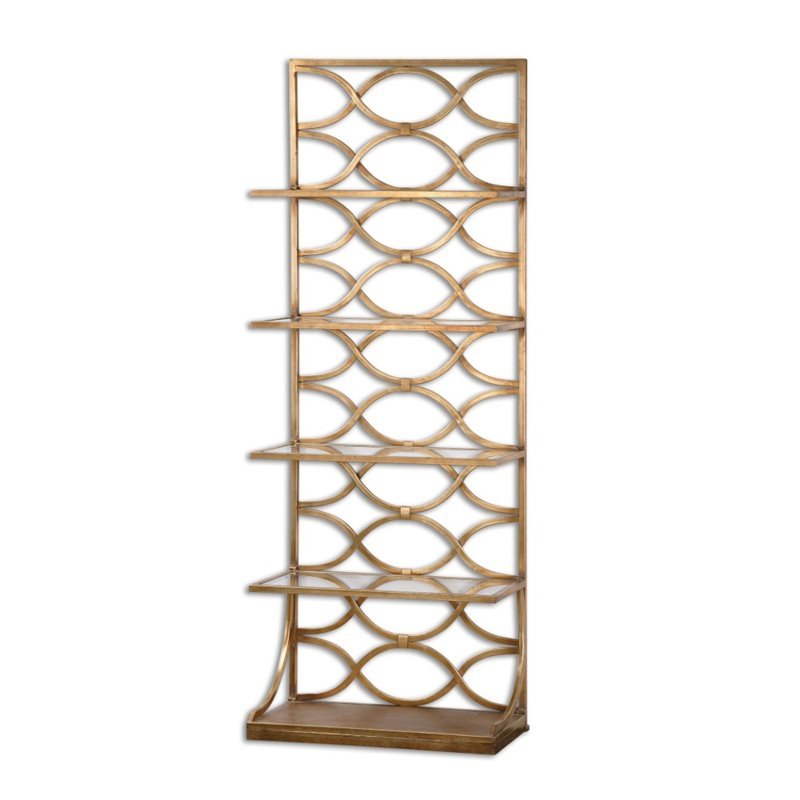 Bowery Hill Contemporary 5 Shelf Etagere in Gold