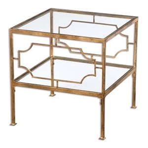 bowery hill contemporary metal gold cube table