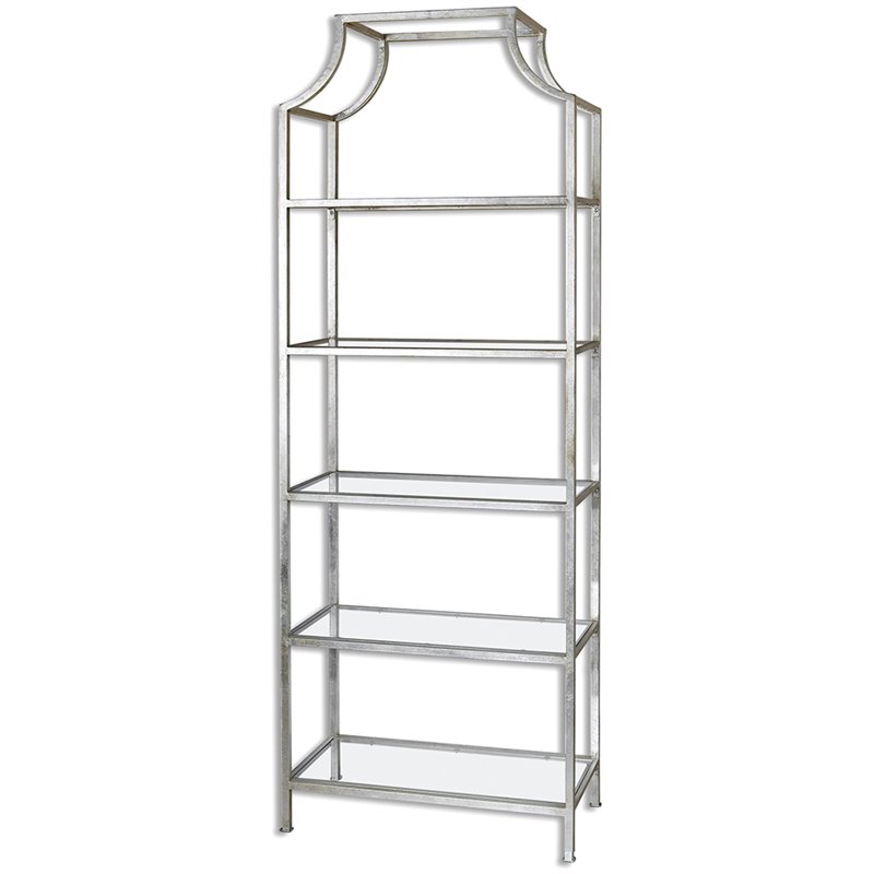 Bowery Hill Contemporary 5 Shelf Etagere in Silver
