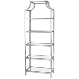 bowery hill contemporary 5 shelf etagere in silver