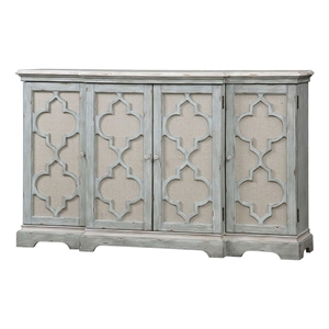 Bowery Hill Contemporary 4-Door Wood Cabinet in Weathered Gray
