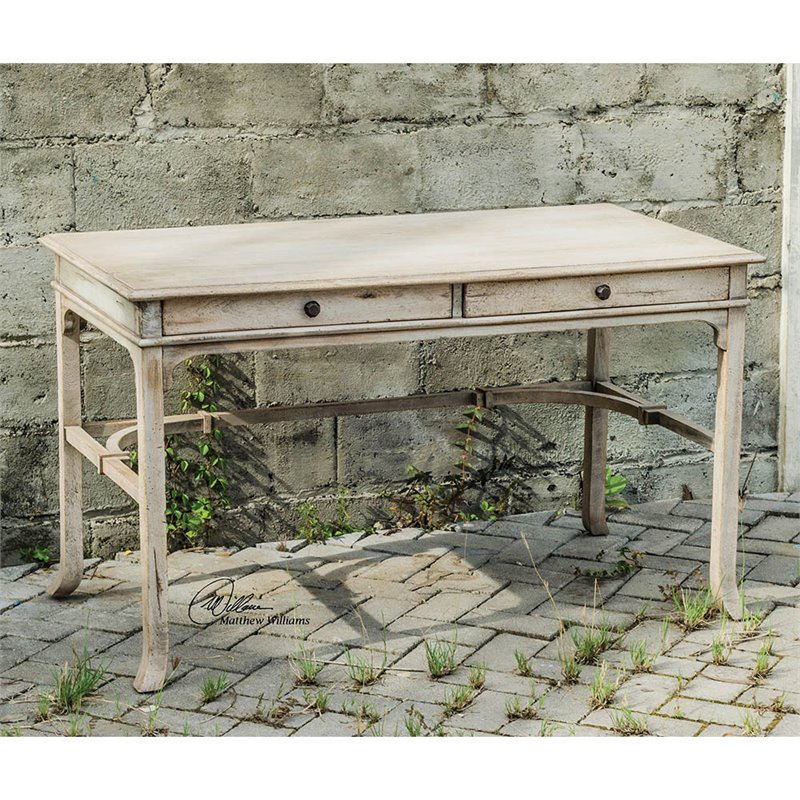Bowery Hill Contemporary Aged Writing Desk in Mango Wood