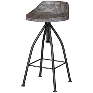 Bowery Hill Contemporary Wooden Bar Stool in Gray