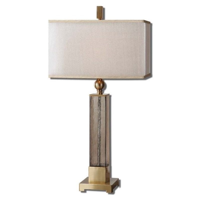 Bowery Hill Contemporary Amber Glass Table Lamp