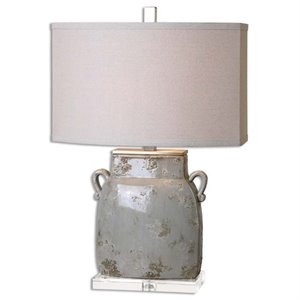 bowery hill contemporary crystal ivory-gray table lamp