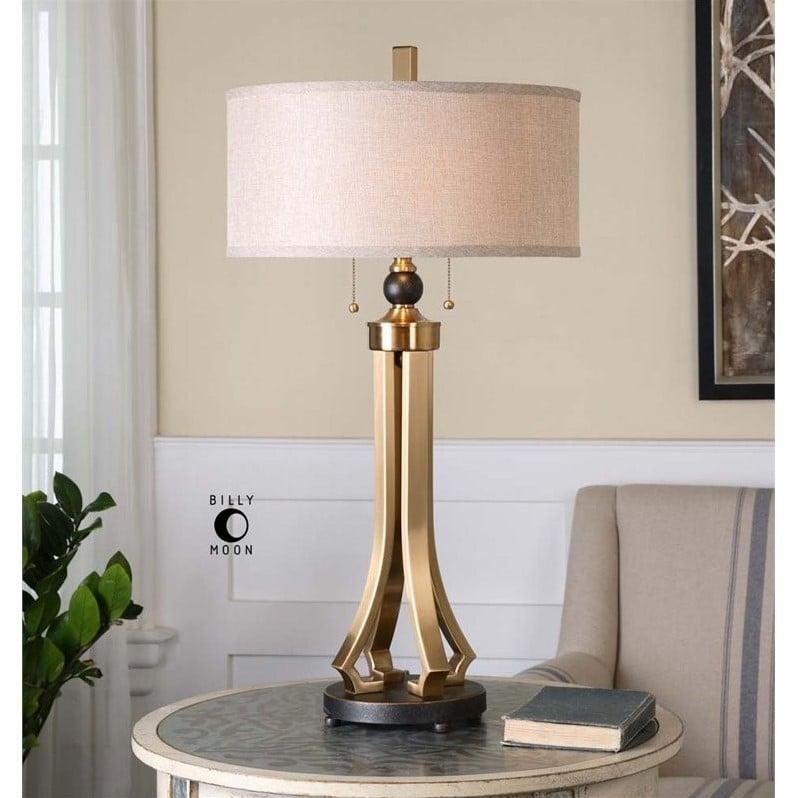 Bowery Hill Contemporary Brushed Brass Table Lamp