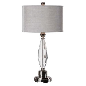 bowery hill modern cut crystal lamp with plated polished nickel