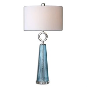 bowery hill contemporary crystal blue glass table lamp