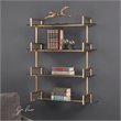 Bowery Hill Contemporary Iron/Tempered GlassWall Shelf in Gold