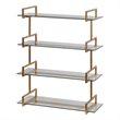 Bowery Hill Contemporary Iron/Tempered GlassWall Shelf in Gold