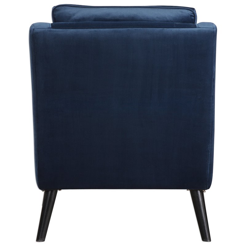Bowery Hill Contemporary Velvet Arm Chair in Blue and Black