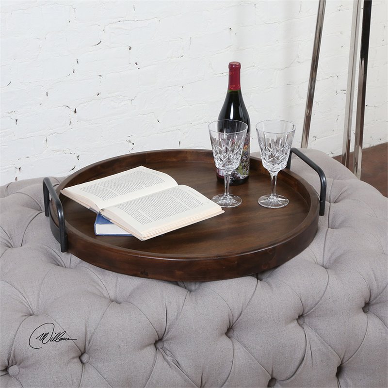 Bowery Hill Contemporary Serving Tray in Brown