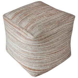 bowery hill contemporary handwoven pouf in beige and tan