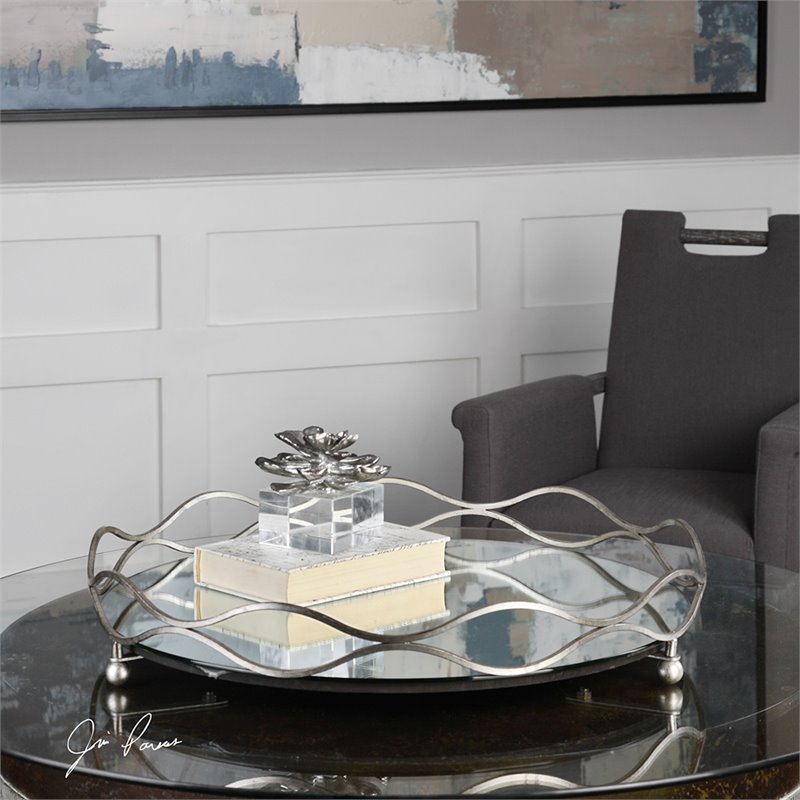 Silver decorative tray for coffee table hotsell