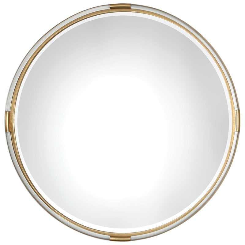 Bowery Hill Contemporary Decorative Glass Iron Mirror in Gold