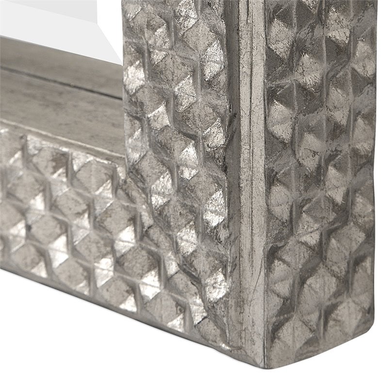 Bowery Hill Contemporary Floor Decorative Mirror in Silver
