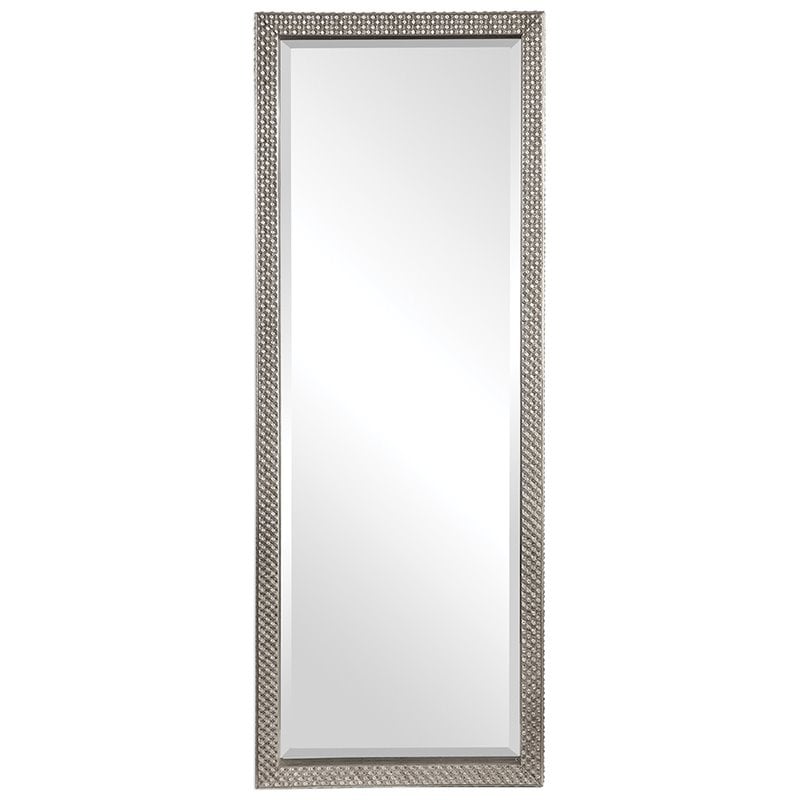 Bowery Hill Contemporary Floor Decorative Mirror in Silver