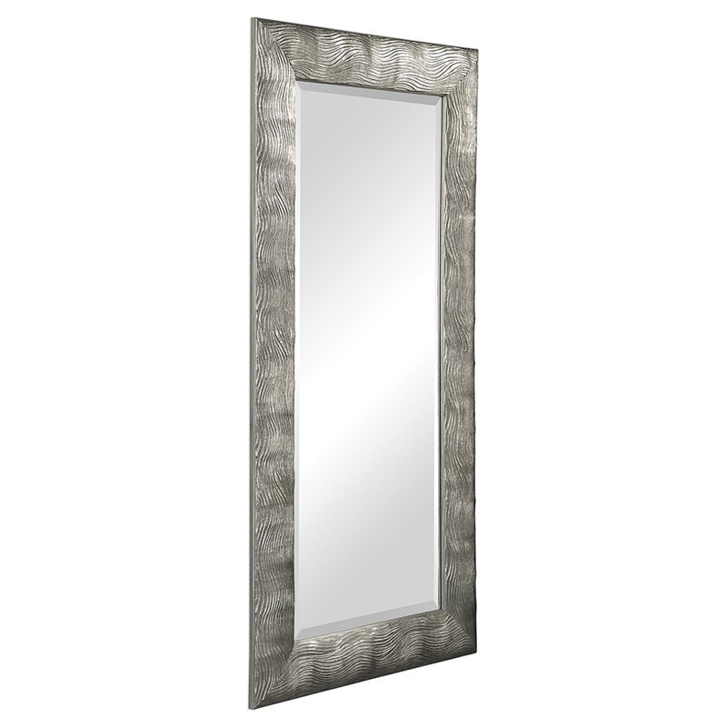 Bowery Hill Decorative Glass Mirror in Silver Wavy Textured Finish