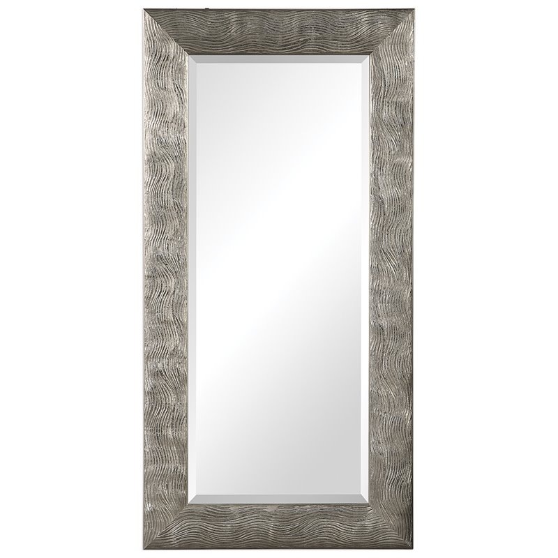 Bowery Hill Decorative Glass Mirror in Silver Wavy Textured Finish