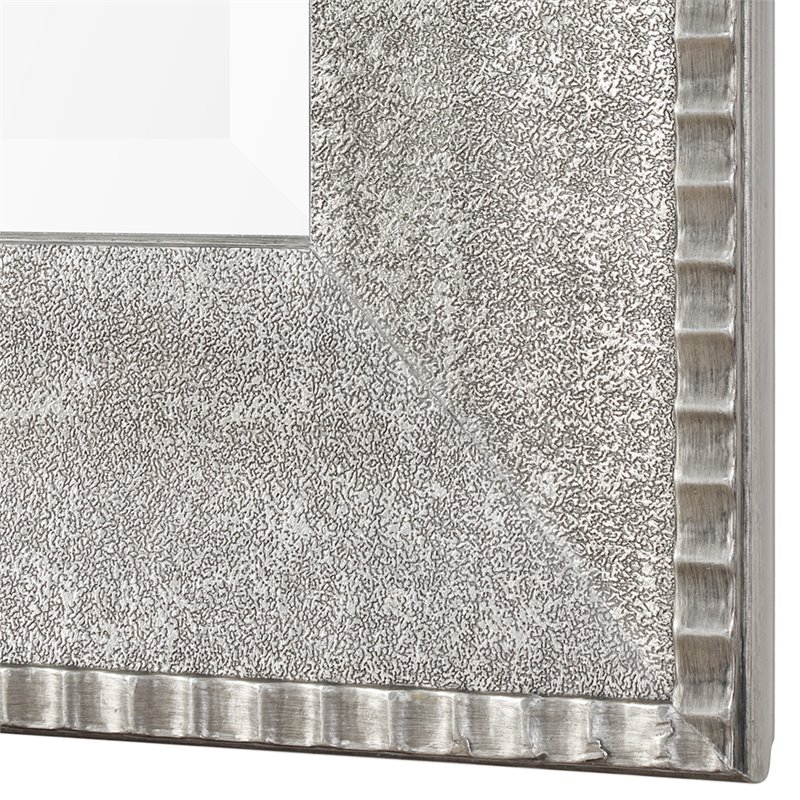 Bowery Hill Modern Decorative Glass Mirror in Antiqued Silver Edge