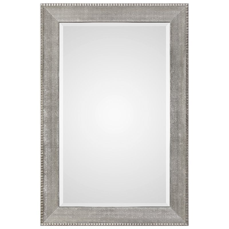 Bowery Hill Modern Decorative Glass Mirror in Antiqued Silver Edge