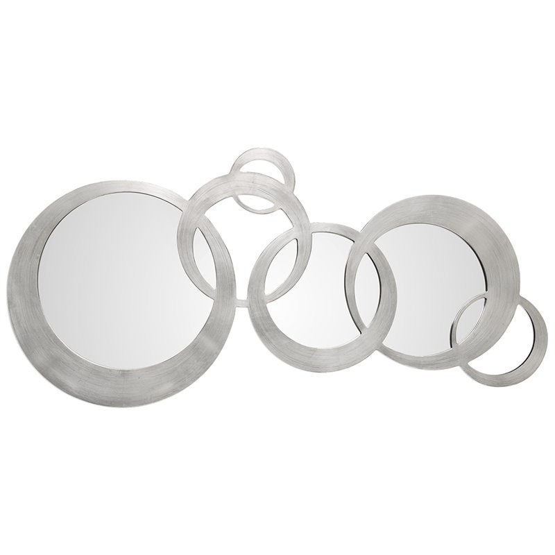 Bowery Hill Modern Solid Wood Decorative Glass Mirror in Silver