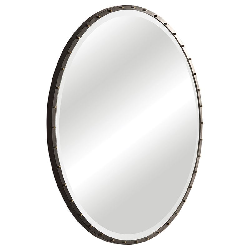 Bowery Hill Contemporary Decorative Mirror in Rustic Black