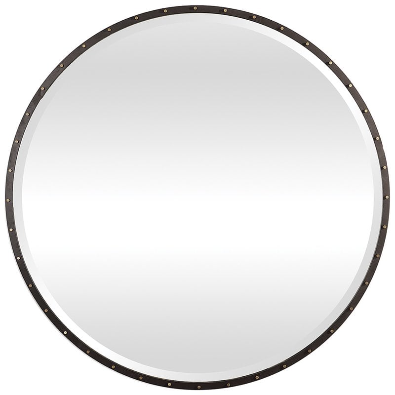 Bowery Hill Contemporary Decorative Mirror in Rustic Black