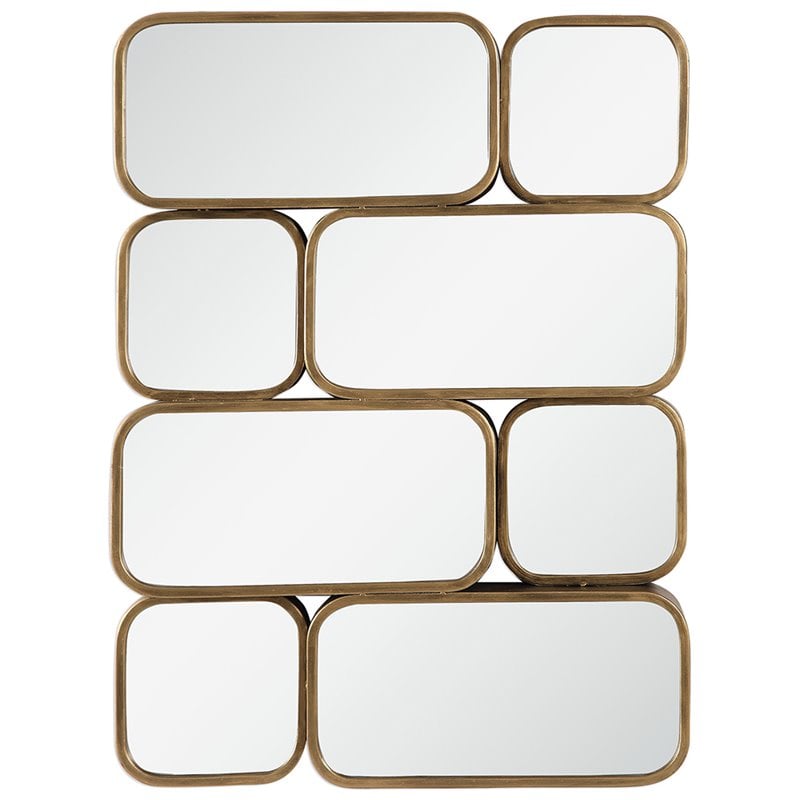 Bowery Hill Contemporary Decorative Glass Mirror in Antiqued Gold