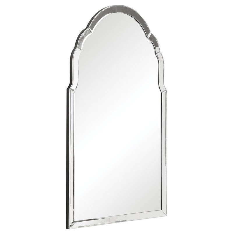 Bowery Hill Contemporary Arch Decorative Mirror in Black