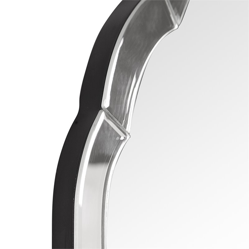 Bowery Hill Contemporary Arch Decorative Mirror in Black