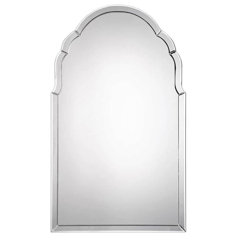 Bowery Hill Contemporary Arch Decorative Mirror in Black