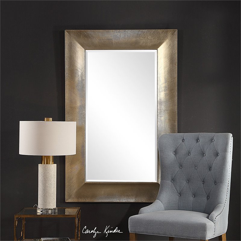 Bowery Hill Contemporary Decorative Mirror in Champagne
