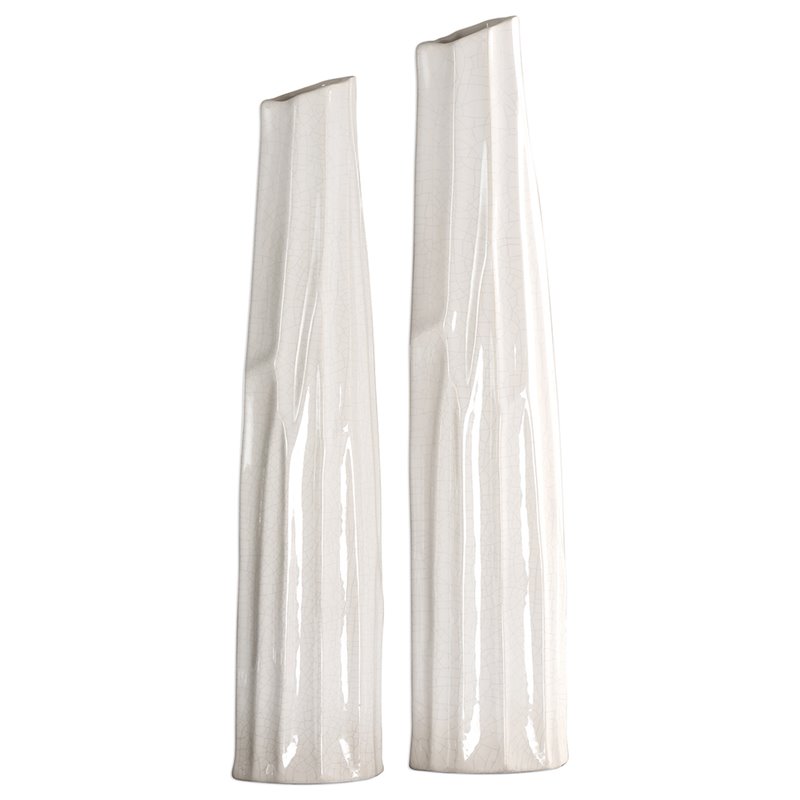 BOWERY HILL Contemporary 2 Piece Vase Set in Textured Nickel 