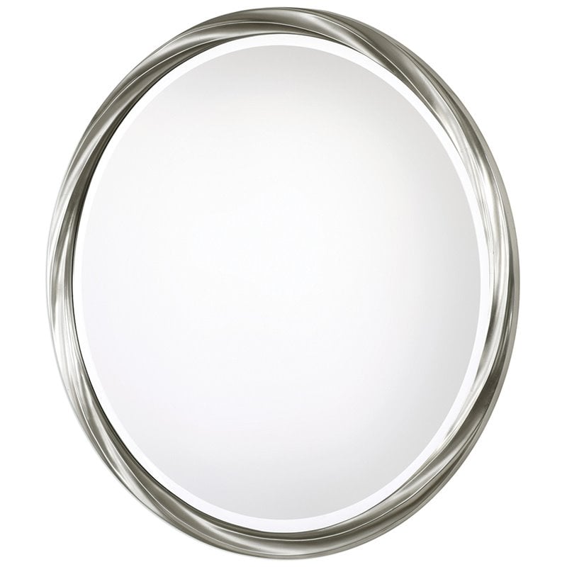 Bowery Hill Modern Decorative Glass Mirror in Silver Leaf Finish
