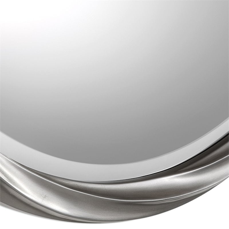Bowery Hill Modern Decorative Glass Mirror in Silver Leaf Finish